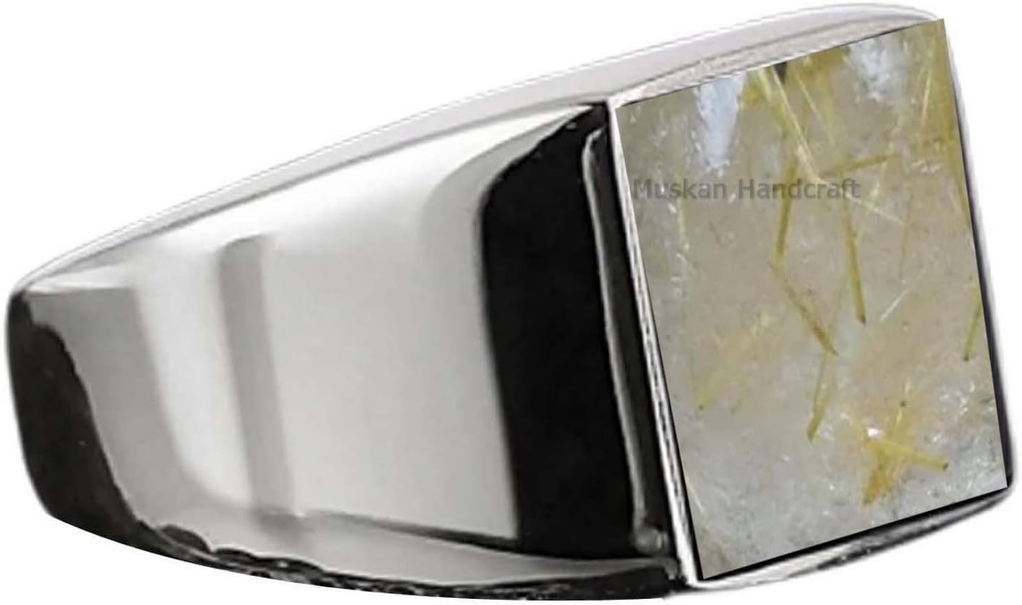 Solid 925 Sterling Silver Square Gemstone Unique Birthstone Mens Signet Ring