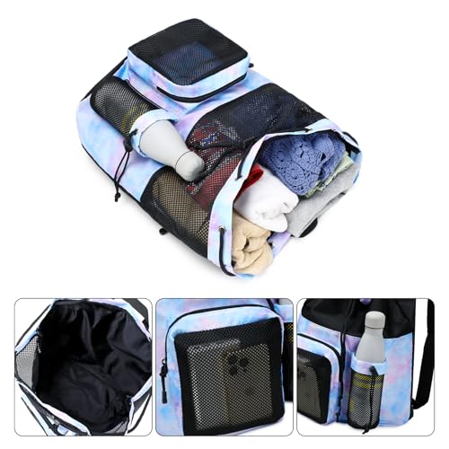 Lohol Large Mesh Drawstring Backpack with Shoe Bag, Durable Swimming String Sack with Handle for Sports Gym Yoga Beach Travel4