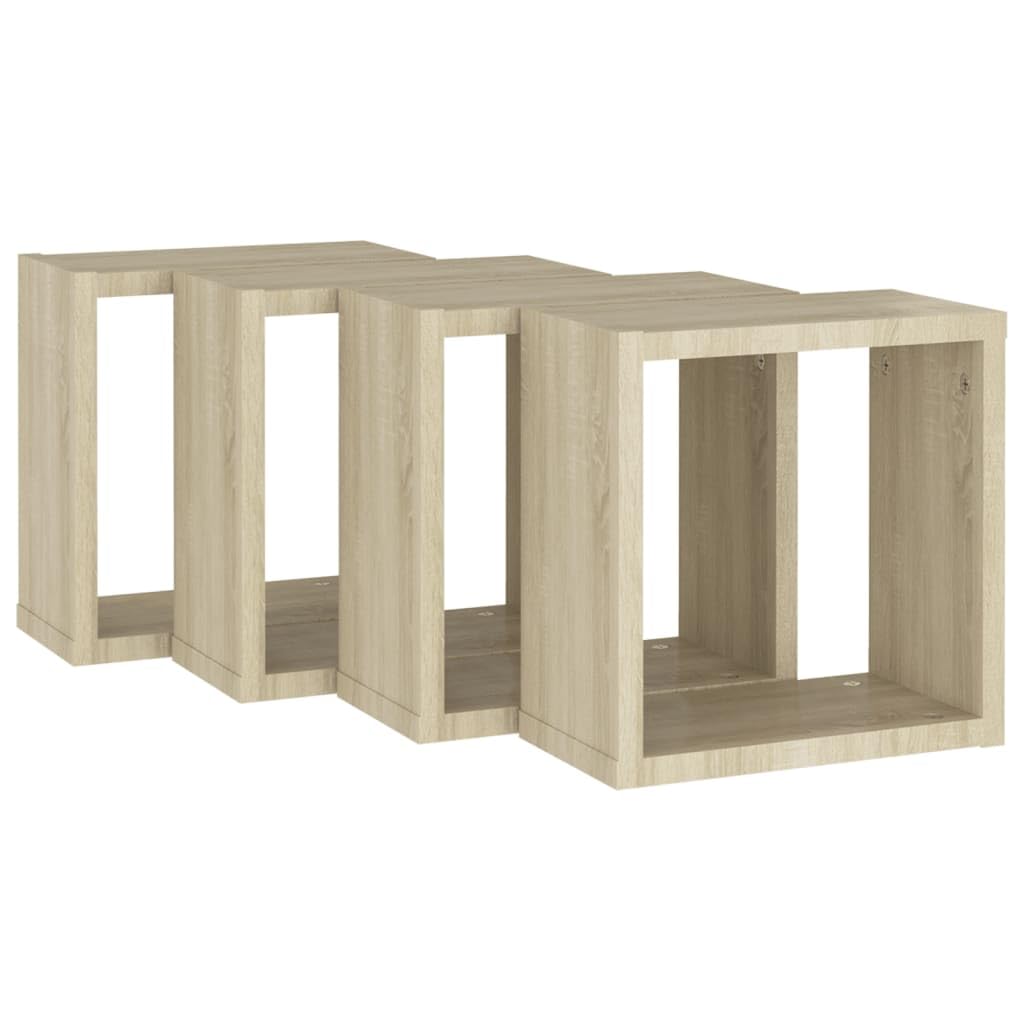 vidaXL Mensole a Cubo 4 pz Rovere Sonoma 30x15x30 cm