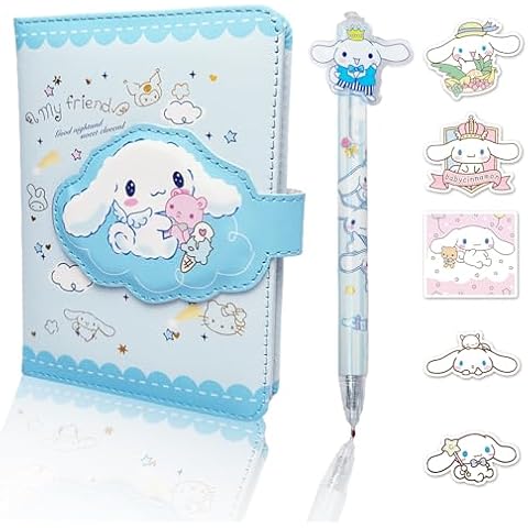 Cute White Dog Notebook Kit with a Ballpoint Pen and 50 Pcs Stickers for Girls, Hardcover Notebook Stationery Gifts for Kids Students, Office School Supplies Planner Cover