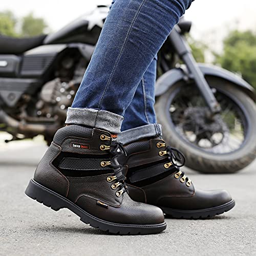 Image of Bacca Bucci Mens 6 inches Premium Steel Toe Cap Real Grain Leather Outdoor Laceup Boots /Warranted Qualtiy & Durable Boot