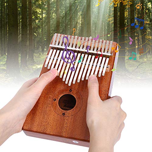 GECKO K17M Kalimba Piano Polegar Piano Polegar Mogno Madeira 17 Teclas + Sinal Adesivo Tuning Martel