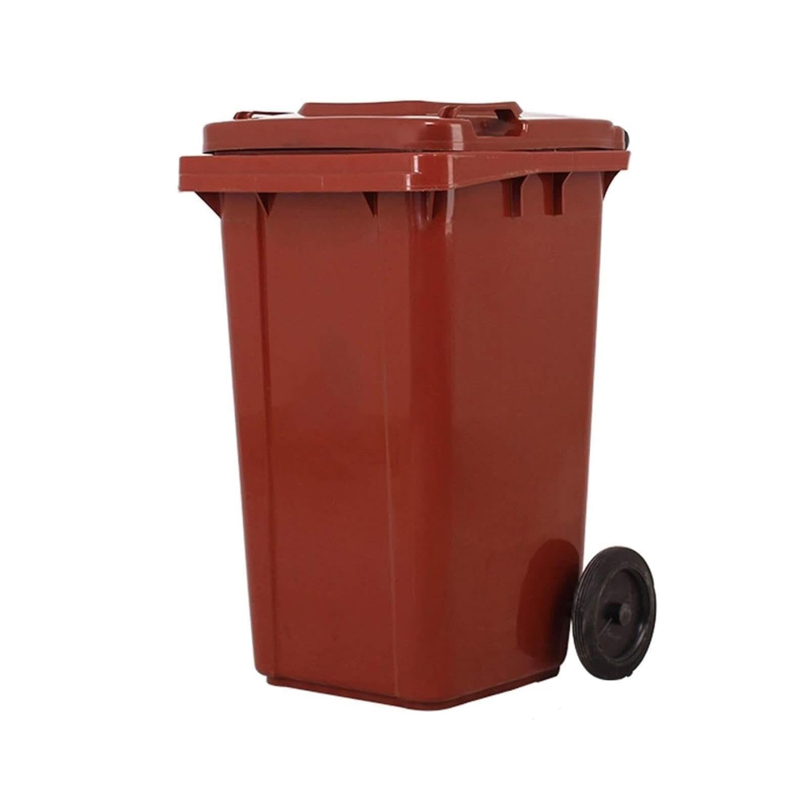 VITIWEDTY Outdoor Trash Can with Lid, Large Capacity Cylindrical Waste Sorting Bin, Durable Plastic Garbage Bin for Commercial (Brown 100L)