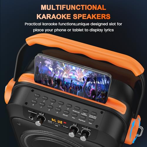 JYX Karaoke Maschine, Karaoke Anlage Mit 2 Mikrofonen, Tragbare Karaoke Maschine Mit 2 Drahtlosen Mikrofone, Bluetooth Lautsprecher Box Für Erwachsene/Kinder Mit Led Lichteffekte
