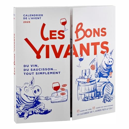 Adventskalender 2026 Wein & Wurst, „Les Bons Vivants“, 12 Weine à 40 ml, 24 Saucisson-Häppchen, Weinverkostung, Geschenkidee für Männer und Frauen