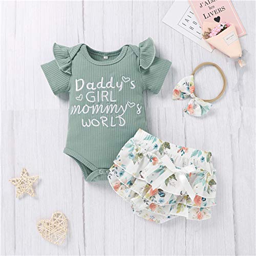 Image of Catpapa Newborn Baby Girl Romper Jumpsuit Bodysuit +Pants Shorts+Headband Outfit Set