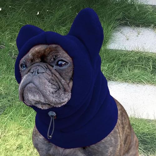 KLKCMS Winter Pet Hat Dogs Warm Hat Adjustable Walking Windproof Earmuffs Cold Weather Warm Caps for Small, Medium, Large Dogs Kitten, Dark Blue