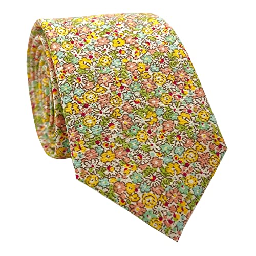 Mantieqingway Men's Cotton Floral Neck Tie 2.56'' Printed Skinny Tie