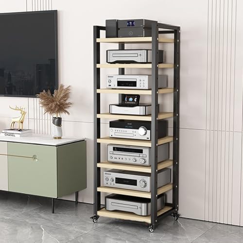 Torre de Rack de Audio con Ruedas para Organizar los Equipos de Sonido en tu Sala de Estar