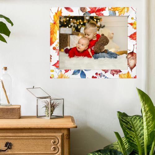 ckupinue Fall Colorful Maple Ieaves Picture Frame 8x10 Inch, 8x10 Wood Photo Frame, Wall Hanging and Tabletop Standing, Vertical or Horizontal Display
