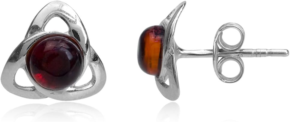 Ian and Valeri Co. Cherry Amber Sterling Silver Celtic Stud Earrings