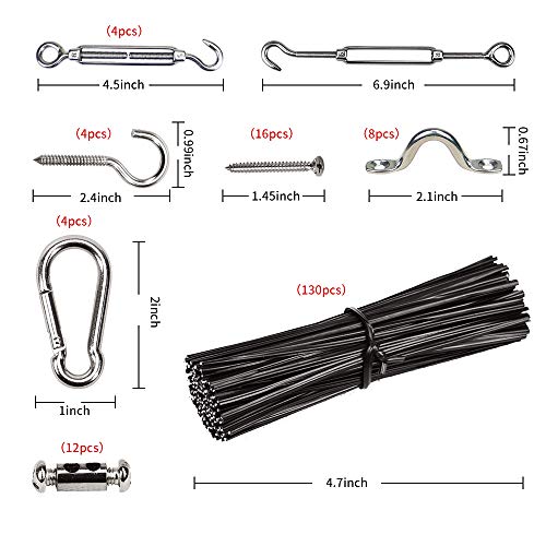 Yql Outdoor Lights Hanging Kit,Globe String Lights Suspension Kit,164Ft Black Vinyl-Coated 304 Stainless Steel Cable,String Light Guide Wire,Hook & Eye Turnbuckle Wire Rope Tension #TOP5