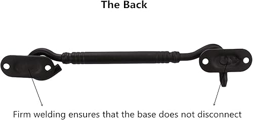 Miniatura 3 de Cerradura de puerta de granero de 6 pulgadas, cerradura de puerta corredera, pestillo de acero inoxidable, cerradura de gancho negro resistente para