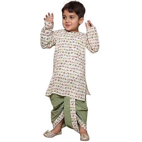 Image of AJ DEZINES Kids Ethnic Wear Pure Cotton Dhoti Kurta Set For Boys