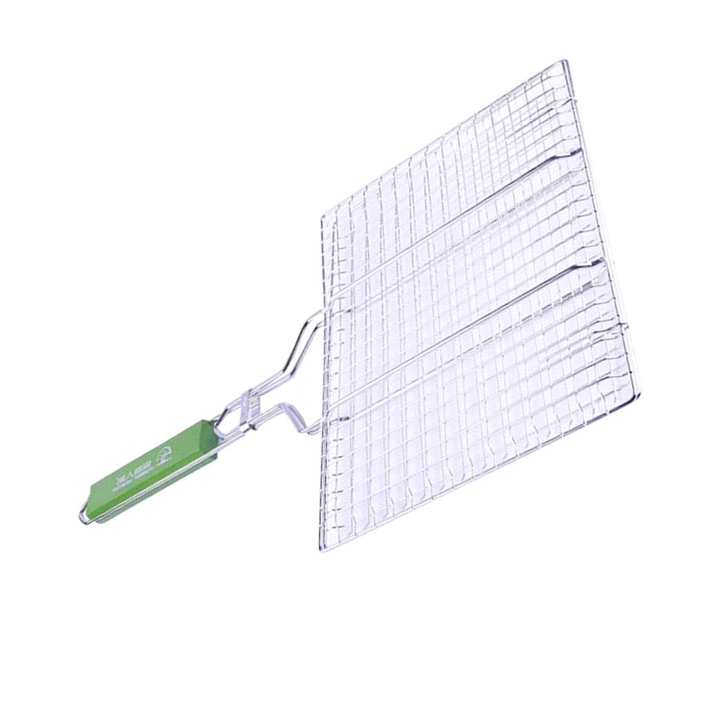misppro Griglia portatile in acciaio inox per barbecue, per pesce, verdure, bistecca, gamberetti, costolette e molti altri alimenti. Ottimo e utile strumento per barbecue, rete per grigliare carne