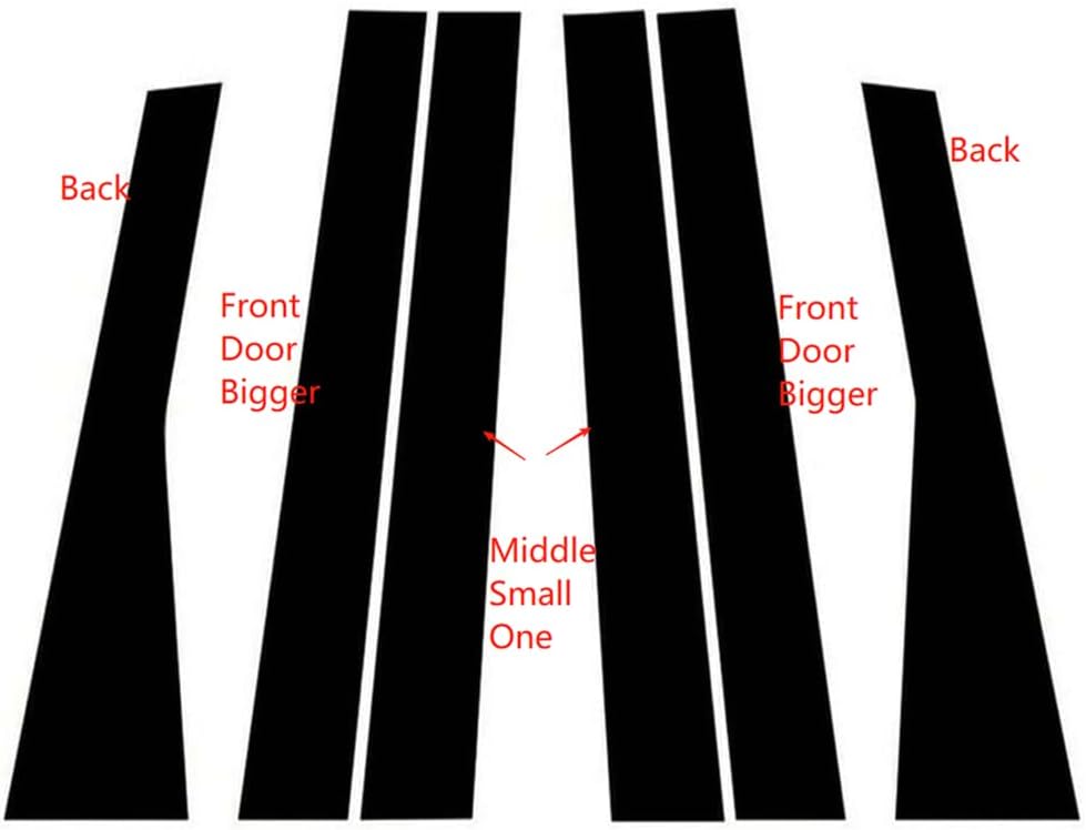 6Pcs Car Door Window Pillar Post Side Cover Molding Trim Stickers Decoration for Jeep Grand Cherokee 2011-2019 2020 2021 Black