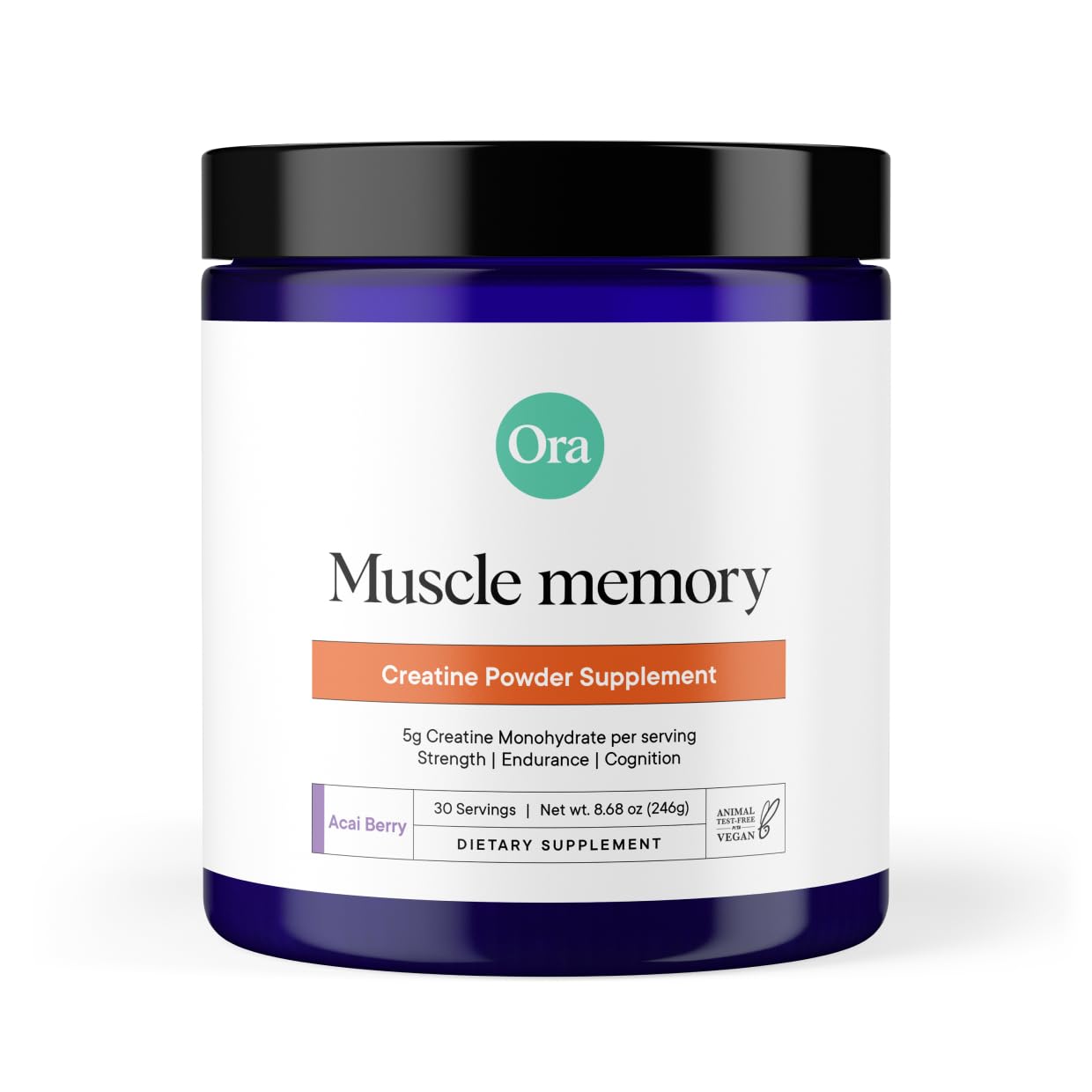 Ora Organic Creatine Monohydrate Powder - German-Sourced Creavitalis for Strength, elevATP for Energy, D-Ribose & Taurine for Recovery - Creatine for Women & Men - Acai Berry Flavor, 30 Servings