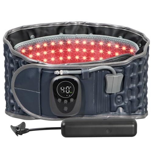 HONGJING Red Light Heating Decompression Belt with Electric Pump for Lower Back Pain, Cordless Heated Back Brace Inflatable Lumbar Support, One Size Fits 29-49 Waist
