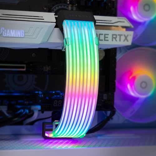 Image of TECWARE Flex RGB Cable Cover Kit | Compatible with 24-Pin Motherboard and 8-Pin /16-Pin GPU | ARGB PSU Cable Extension with 5V 3-Pin Sync | RGB Lighting Kit for PC Cables | Black