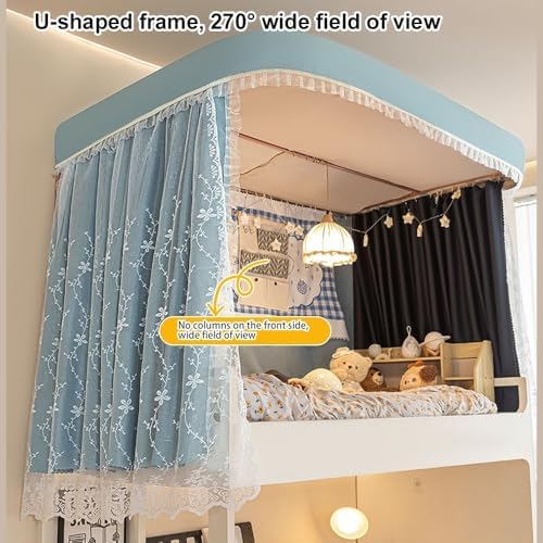 Premium Bunk Bed Canopy Curtain Set with Mosquito Net, Stylish Bed Tent for Top & Bottom Bunk Beds, Versatile Loft Bed Curtains in Green, Perfect for Kids' Rooms