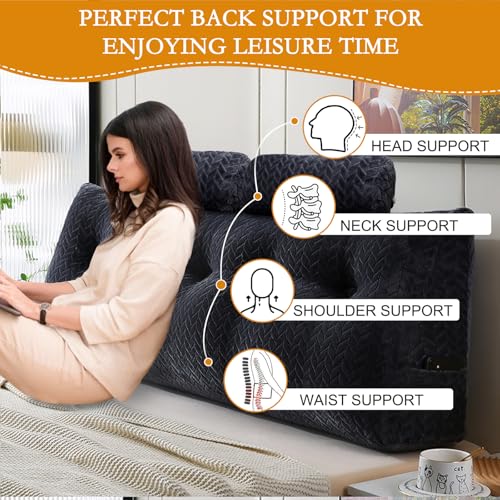 YOUR MOON Travesseiro de cabeceira de cunha solteiro com 2 pacotes de travesseiro de pescoço, traves