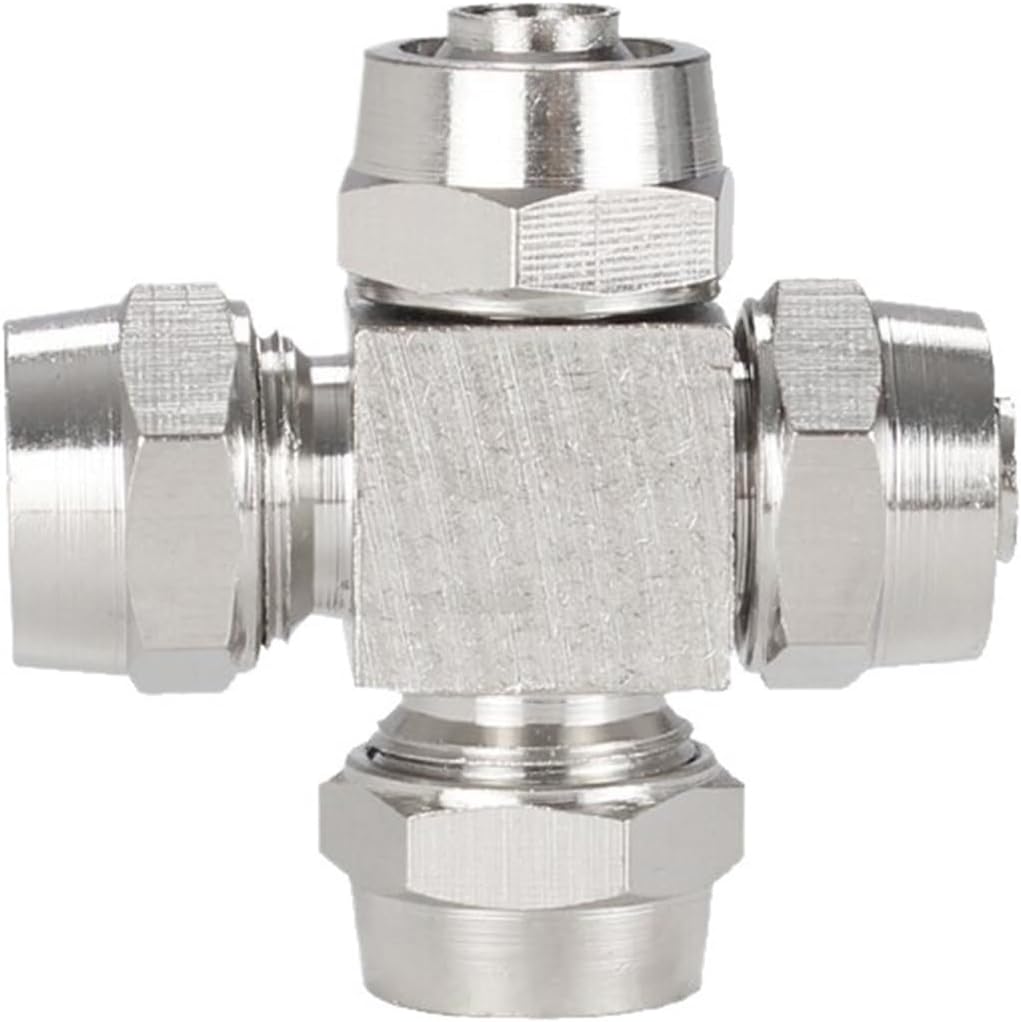 30 PCS Cross Quick-Twist Four-Way Copper Nickel-Plated Lock Female tracheal Joint Pneumatic PZA4 6 8 10 12 shunt Locking Head(30PCS KL-PZA-4)