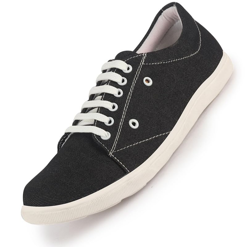 Image of FAUSTO Men Casual Classic Canvas /Fabric Sneaker Shoe | Lightweight Comfort Insole | Everyday 6-Eye Lace Up Shoes with Anti Skid TPR Sole
