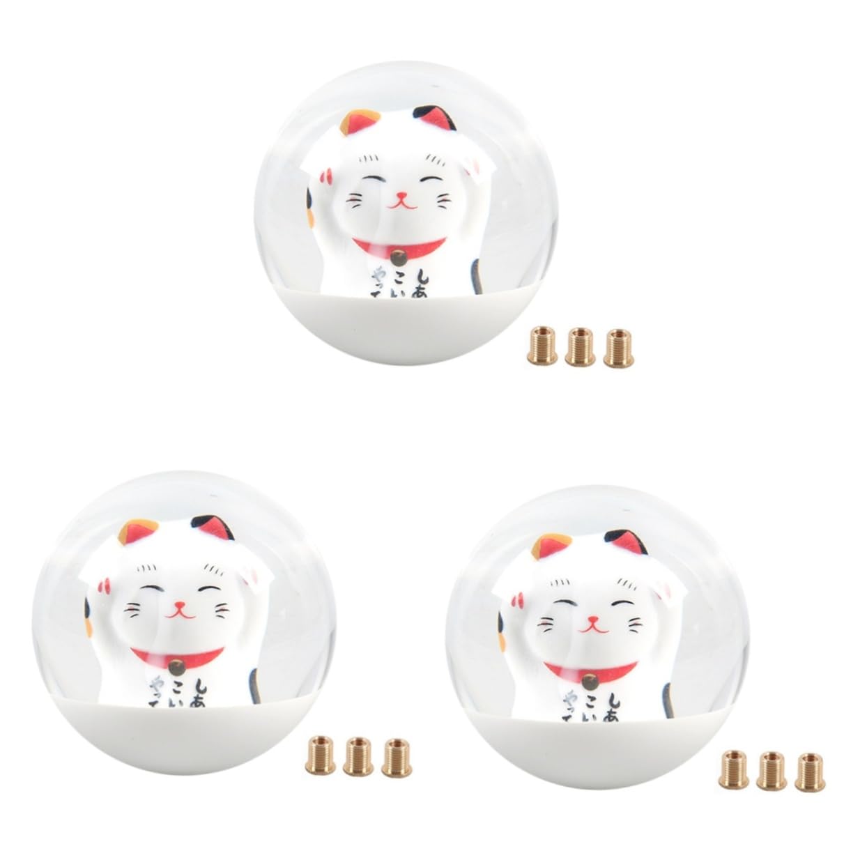 SOLUSTRE 3sets Pomelli per Cambio Auto Pomello Rotondo per Cambio con Adattatori Design Elegante e Resistente per Guida e Confortevole
