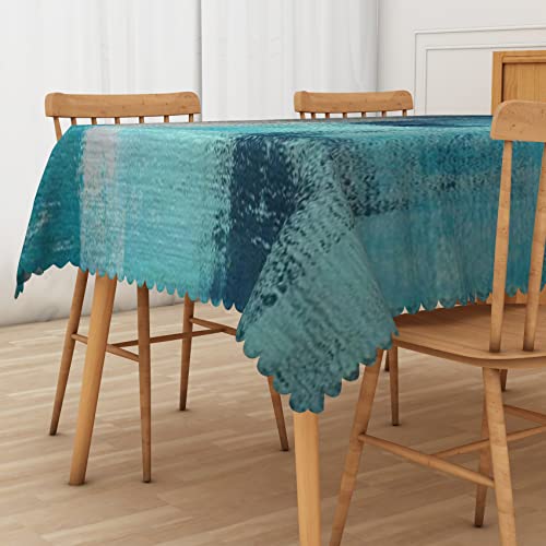 Ttqyfnm 54X108Inches Gray And Teal Modern Table Cloth Abstract Art Painting Turquoise Rectangle Tablecloth Waterproof Oil-Proof Dining Table Cover For Kitchen Dining Room Party Indoor Outdoor Use #TOP1