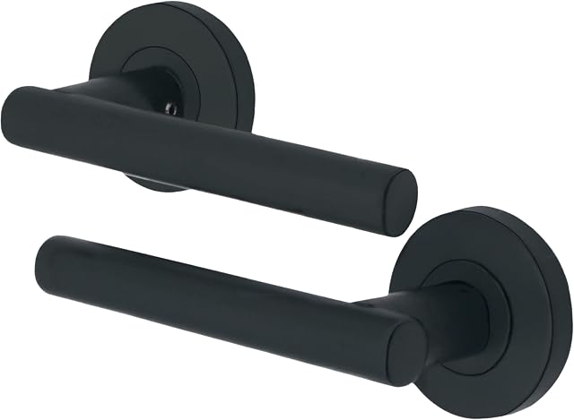 EAI Olbia Door Handle Lever On Rose - Matt Black- 1 Pair