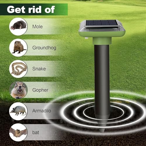 Mole Repeller 2025, Ultraschall Maulwurfschreck für Vertreiben Wühlmäuse, wühlmäuse vertreiben,Maulwürfe vertreibens, Katzenschreck für Außenbereich, 4 Stück Wasserdichter Maulwurf Vertreiber