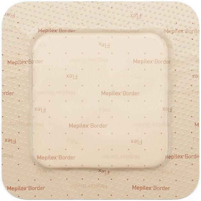 COMBI Mölnlycke Mepilex Border Flex Self Adherent Soft Silicone Foam Dressing 15 x 15cm | 6 x 6in, 5's Box - Flex Border and Safetac Technology