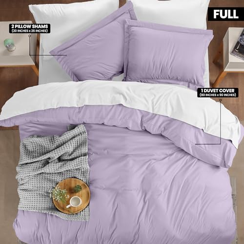 Utopia Bedding Duvet Cover Full Size - 3 Piece with Zipper Closure - 1 Comforter Cover 80X90 Inches & 2 Pillow Shams 20X26 Inches (Lavender) Comforter Not Included
