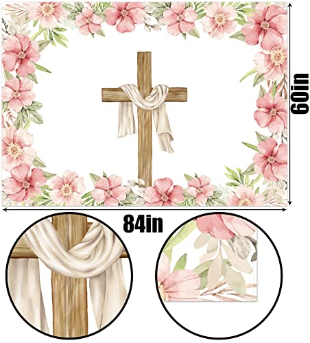 Heyfary He Is Risen Tablecloth Christian Cross Easter Spring Holiday Decoration Jesus Resurrection Home Kitchen Dining Room Table Decor-60×84Inch #TOP2