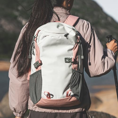 Small Hiking Backpack Lightweight, 20L Waterproof Outdoor Hiking Daypack with Padded Shoulder Strap & Back Support, (White+pink)2
