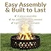 Sunnydaze 36-Inch Outdoor Fire Pit Ring with Poker - Round Heavy-Duty Steel Fire Ring for Camping or Backyard - Crossweave - 12