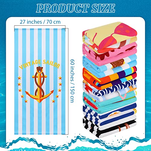 8 Packs Microfiber Beach Towel Bulk 60 X 27 Inch Sand Free Travel Towel Large Microfiber Pool Swim Bath Towel Multi Style Beach Towel Blanket For Adult Outdoor On Vacation Accessories #TOP2