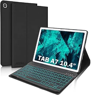 Keyboard Case for Samsung Galaxy Tab A7 10.4, JADEMALL Slim Cover with 7 Colors Bluetooth Backlit Keyboard for Samsung Tab A7 10.4 inch 2022/2020 (SM-T509/T500/T505/T507), Black