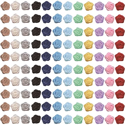 Viviquen 120Pcs Mini Roses Mini Ribbon Flowers For Crafts, Multicolor Fabric Satin Ribbon Bows, Multicolor Small Rosettes Tiny Flowers For Crafts, Diy, Sewing, Wedding, Bride Gift Wrapping Decoration #TOP28