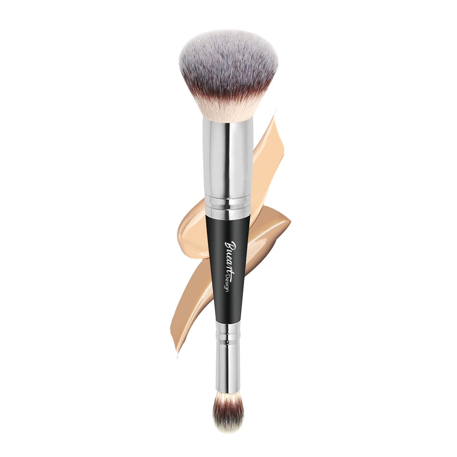 Pinceau de maquillage pour application de fond de teint, double extrémité avec poudre et pinceaux biseautés