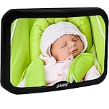 Baby Mirror for Car – Largest Backseat Mirror for Rear Facing Infant - Most Stable Shatterproof Newborn Accessories for Back Seat - Wide Crystal Clear View - Premium Quality - Safe Secure Crash Tested