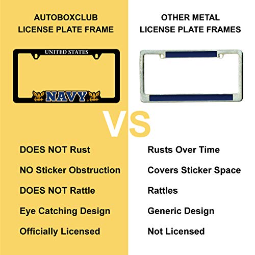 Officially Licensed Us Navy Car License Plate Frame/Universal Fit/Weatherproof Abs Plastic/Decal And Mounting Screws Included/ #TOP2