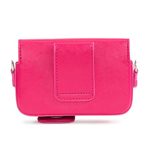 Megagear Leather Camera Case With Strap Compatible With Sony Cyber-Shot Dsc-Rx100 Vii, Zv-1, Dsc-Rx100 Vi, Dsc-Rx100 V, Dsc-Rx100 Iv, Dsc-Rx100 Iii, Dsc-Rx100 Ii - Hot Pink #TOP2