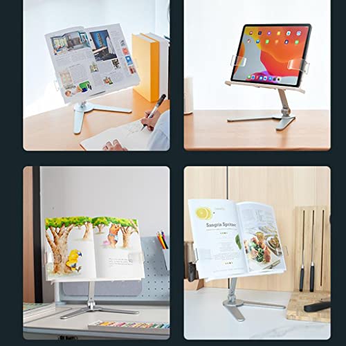 Estante de lectura electrónico regulable, soporte de metal multifuncional para libro y tableta 4