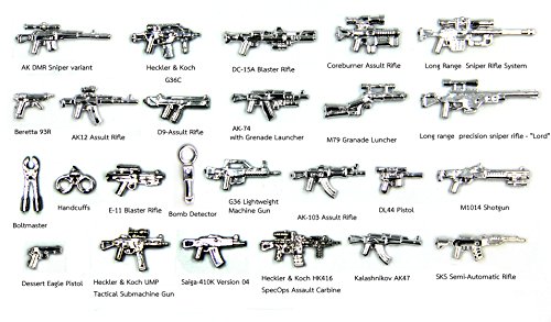 MAGMABRICK Magma Brick LEGO MOC (Mi propia creación). Conjunto de armas de plata, en la guerra moderna para personalizar la minifigura de LEGO 25 piezas