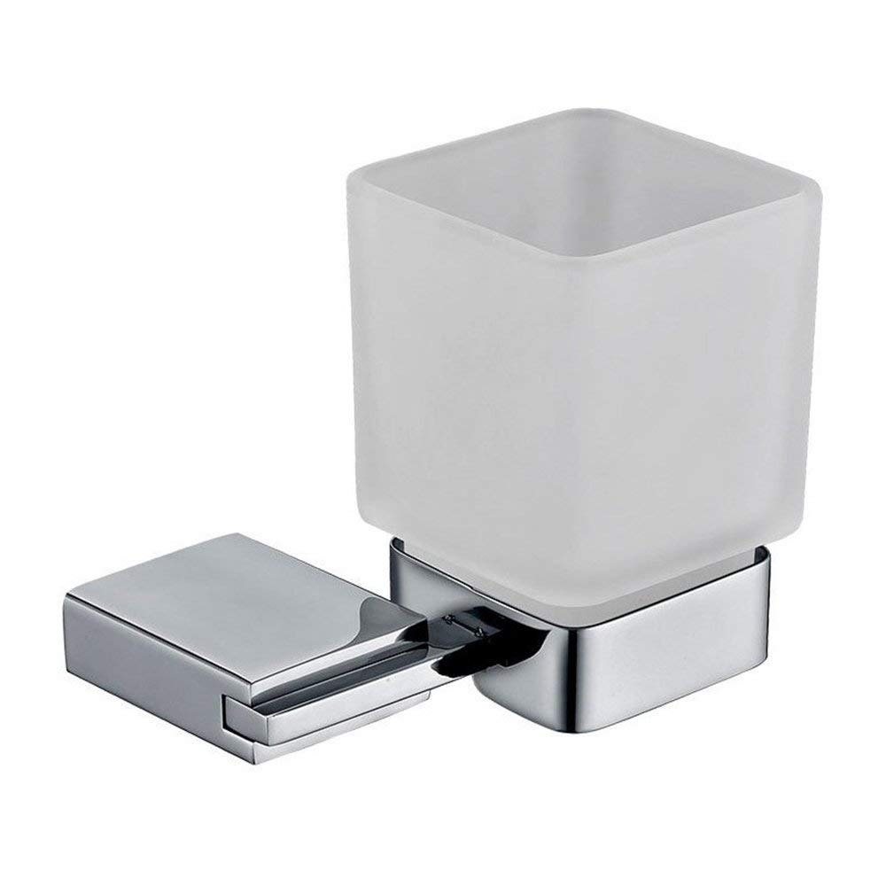 GZZ Titolare della Tazza dello spazzolino da Denti in Acciaio Inox Stile Moderno Minimalista, portabicchiere in Vetro per Hotel