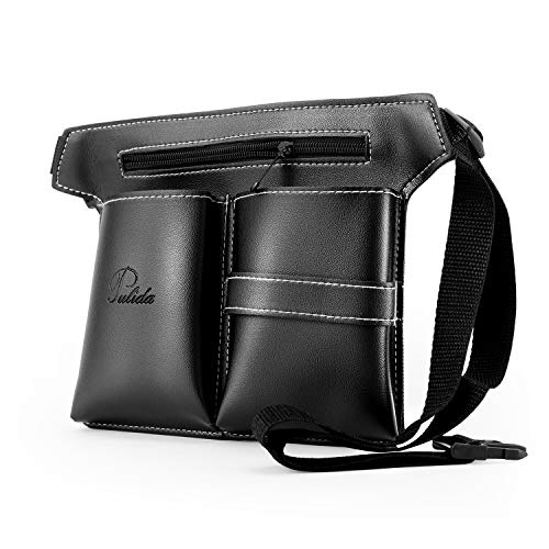 Pochette Coiffure Ceinture Professionnelle Multifonction Maquillage Outil Sac de Salon Holster Ciseaux de Cheveux Kit Sac Cisailles Brosses de Stockage (Noir)