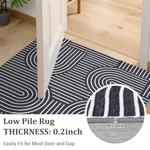 Tapete corredor 2x6 pies ROYHOME moderno negro miniatura 6
