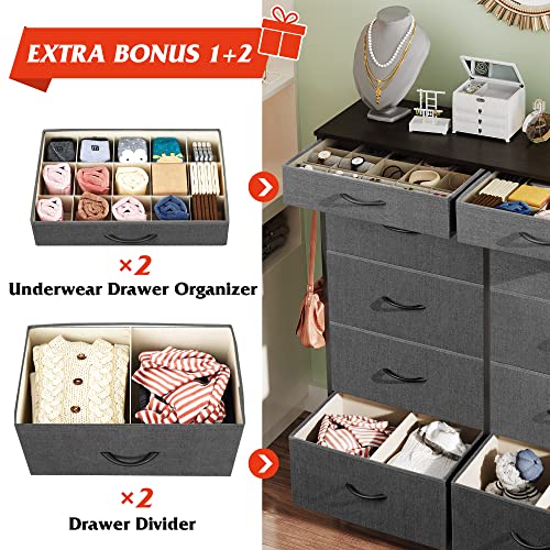 Wlive Dresser For Bedroom With 10 Drawers, Tall Storage Tower With Drawer Organizers, Side Pockets And Hooks, Fabric Dresser, Chest Of Drawers For Living Room, Closet, Hallway, Nursery, Dark Grey #TOP4