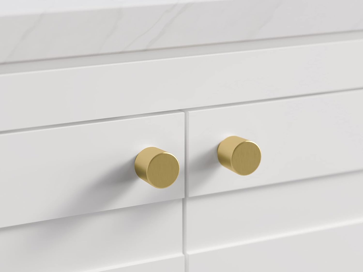 Helst Round Brushed Brass Cabinet Knob with Mounting Hardware